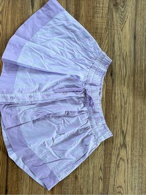 Lavender Striped Elastic-Waist Mini Skort